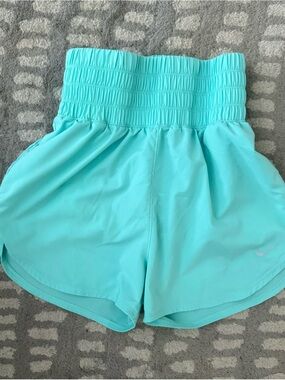 Nike Women's Turquoise High-Waist Athletic Shorts